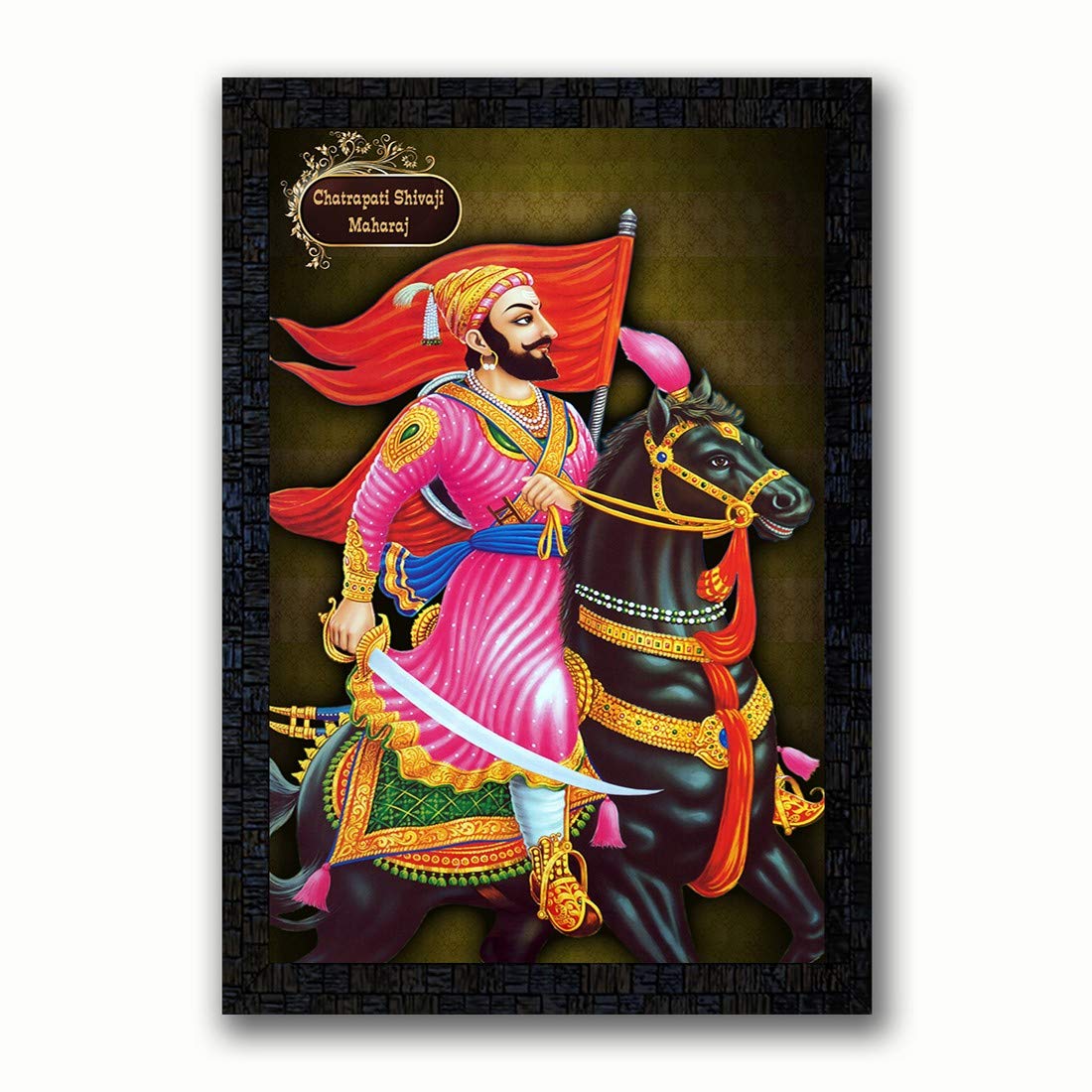 pnf Synthetic Wooden 'Chhatrapati Shivaji' Painting with Acrylic